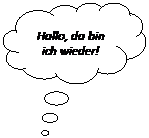 Wolkenfrmige Legende: Hallo, da bin ich wieder!
